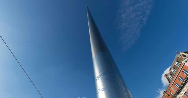 Dublin blue sky with modern sculpture