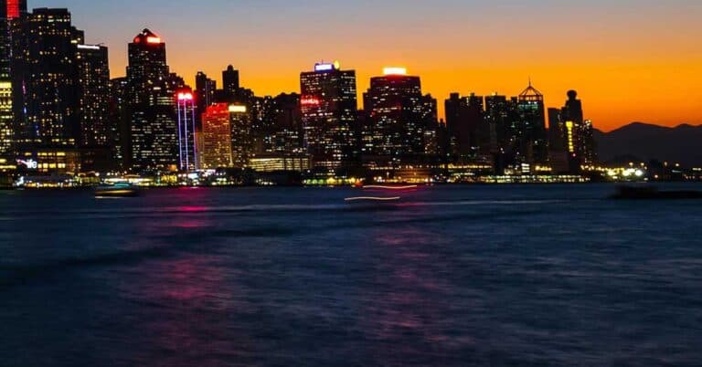 City view from the sea.