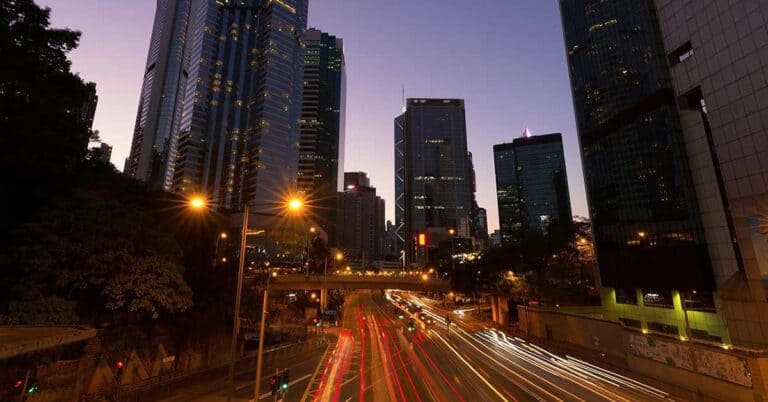 Hong Kong road and city view.