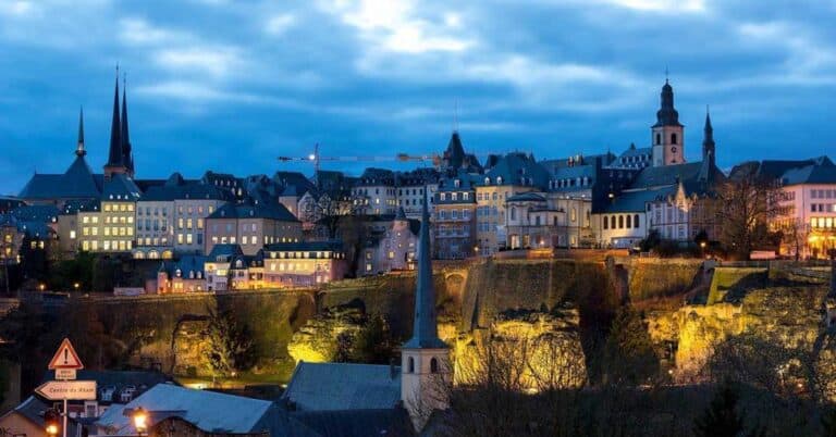 Luxembourg view across city by night