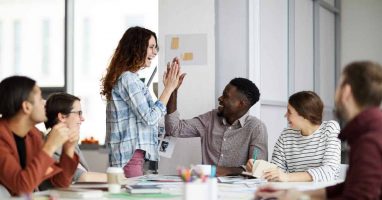 Interns meeting highfive
