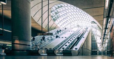 Escalators in a London tube station