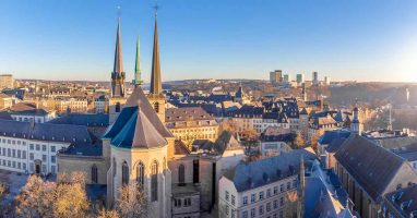 Luxembourg aerial city buildings view