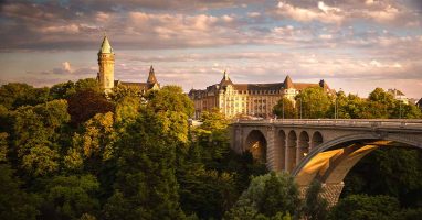 Luxembourg sunset over the city