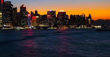 City view from the sea.